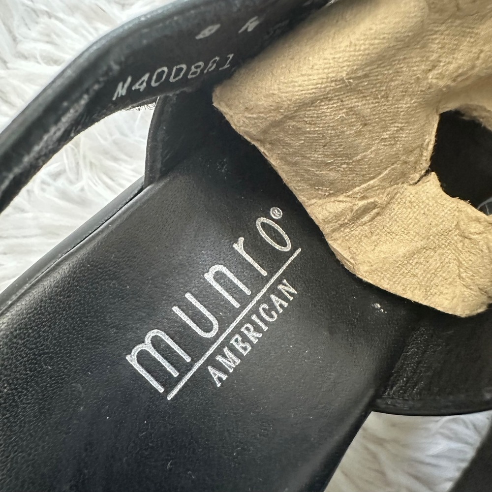 Munro American Black Leather Strappy Slingback Low Heel Sandals Size 9 N - Picture 6 of 8